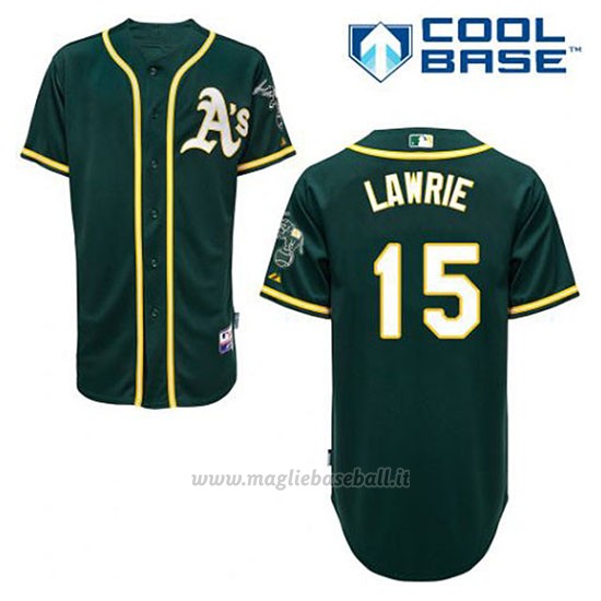 Maglia Baseball Uomo Oakland Athletics Brett Lawrie 15 Verde Alterner Cool Base